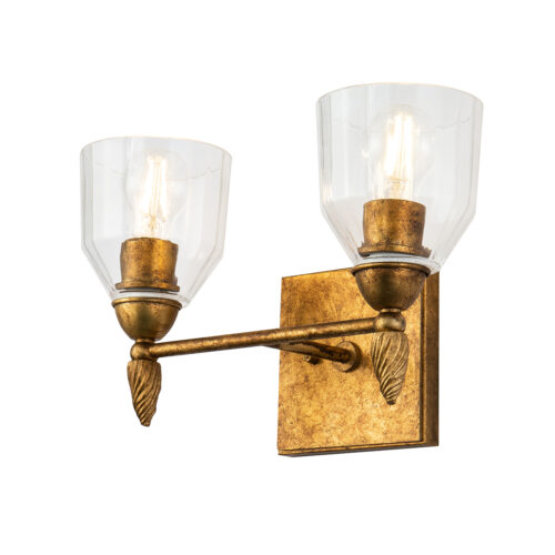 Modern Dimmable Felice 2 Light Vanity Light In Gold bathroom wall light fixture Gold-Lighting LumensBath/Flush Mounts