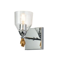 Modern Dimmable Felice 1 Light Wall Sconce In Polished Chrome With Gold Accents Wall Lighting Fixtures Polished Chrome Wall Lamp for Living Room Bedroom Bathroom Hallway-Lighting LumensAccent Lamp