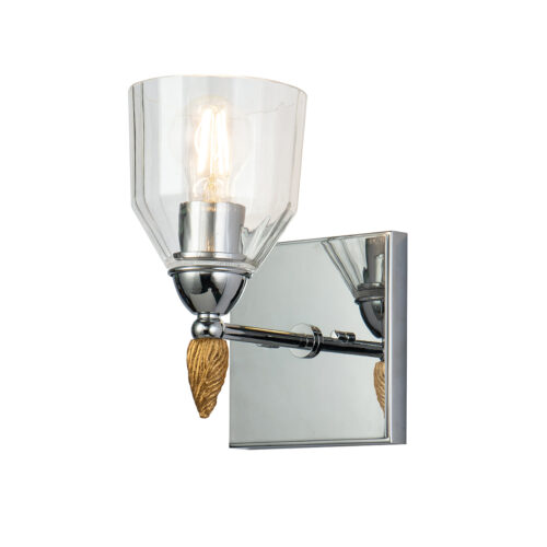 Modern Dimmable Felice 1 Light Wall Sconce In Chrome With Gold Accents Wall Lighting Fixtures Polished Chrome Wall Lamp for Living Room Bedroom Bathroom Hallway-Lighting LumensAccent Lamp