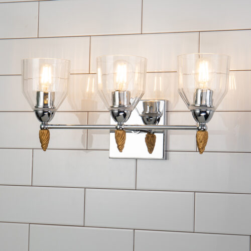 Modern Dimmable Felice 3 Light Vanity Light bathroom wall light fixture Polished Chrome-Lighting LumensBath/Flush Mounts