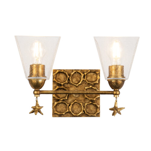 Modern Dimmable Star 2 Light Bath Vanity In Gold bathroom wall light fixture Gold leaf-Lighting LumensBath/Flush Mounts