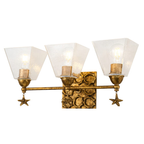 Modern Dimmable Star 3 Light Bath Vanity In Gold bathroom wall light fixture Gold leaf-Lighting LumensBath/Flush Mounts