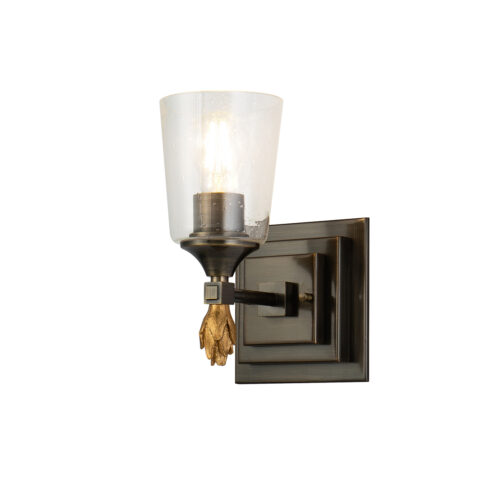 Modern Dimmable Vetiver 1 Light Dark Bronze With Gold Accent bathroom light fixture Dark Bronze-Lighting LumensBath/Flush Mounts