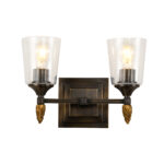 Modern Dimmable Vetiver 2-Light Dark Bronze With Gold Accents bathroom light fixture Dark Bronze-Lighting LumensBath/Flush Mounts