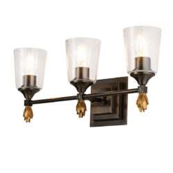 Modern Dimmable Vetiver 3 Light Bath Vanity Light In Dark Bronze With Gold Accents bathroom wall light fixture Dark Bronze-Lighting LumensBath/Flush Mounts