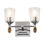 Modern Dimmable Vetiver 2 Light Vanity Light In Silver With Gold Accents bathroom wall light fixture Polished Chrome-Lighting LumensBath/Flush Mounts