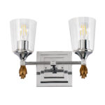 Modern Dimmable Vetiver 2 Light Vanity Light In Silver With Gold Accents bathroom wall light fixture Polished Chrome-Lighting LumensBath/Flush Mounts