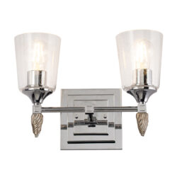 Modern Dimmable Vetiver 2 Light Chrome Vanity Light bathroom wall light fixture Polished Chrome-Lighting LumensBath/Flush Mounts