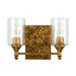 Modern Dimmable Mosaic 2-Light Vanity Light In Gold bathroom wall light fixture Gold-Lighting LumensBath/Flush Mounts