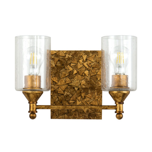 Modern Dimmable Mosaic 2-Light Vanity Light In Gold bathroom wall light fixture Gold-Lighting LumensBath/Flush Mounts