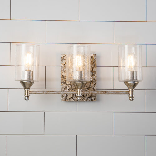 Modern Dimmable Mosaic 3-Light Vanity Light bathroom wall light fixture Silver-Lighting LumensBath/Flush Mounts