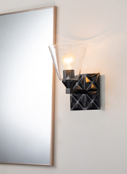 Modern Dimmable Alpha 1 Light Wall Sconce With Glass Wall Lighting Fixtures Mate Black Wall Lamp for Living Room Bedroom Bathroom Hallway-Lighting LumensAccent Lamp