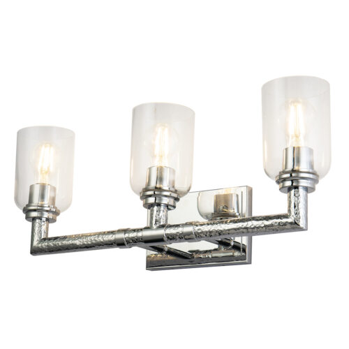 Modern Dimmable Rampart 3 Light Hammered Bath Bar In Chrome bathroom light fixture Polished Chrome-Lighting LumensBath/Flush Mounts