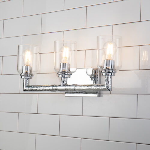 Modern Dimmable Rampart 3 Light Hammered Bath Bar In Chrome bathroom light fixture Polished Chrome-Lighting LumensBath/Flush Mounts