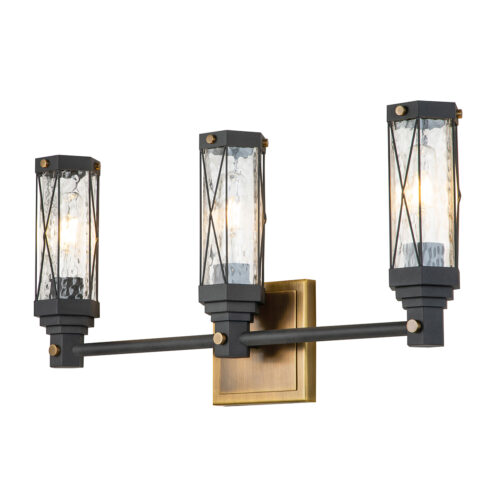 Modern Dimmable Abbey 3 Light Bath Lighting In Black And Brass Weather Zinc+ Antique Brass-Lighting LumensBath/Flush Mounts