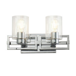 Modern Dimmable Estes 2 Light Bath Vanity Light In Chrome bathroom wall light fixture Polished Chrome-Lighting LumensBath/Flush Mounts