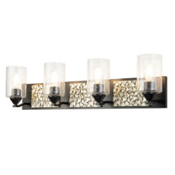 Modern Dimmable Bocage 4 Light Silver And Black Bath Bar bathroom light fixture Mate Black-Lighting LumensBath/Flush Mounts