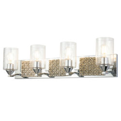 Modern Dimmable Arcadia 4 Light Bath Bar In Chrome bathroom light fixture Polished Chrome-Lighting LumensBath/Flush Mounts