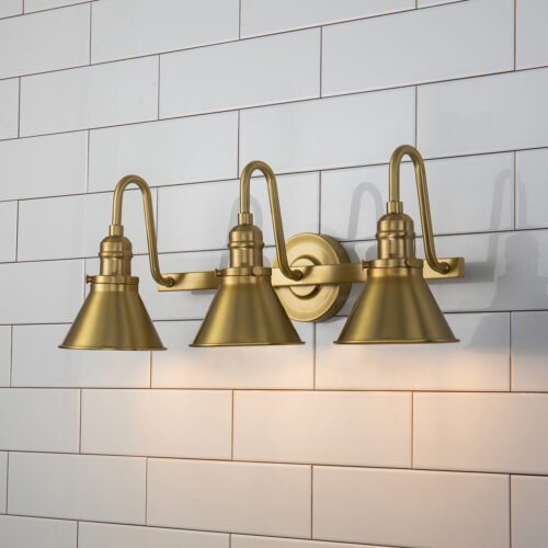 Modern Dimmable Provence 3 Light Retro Bath Vanity Light bathroom wall light fixture Aged Brass-Lighting LumensBath/Flush Mounts