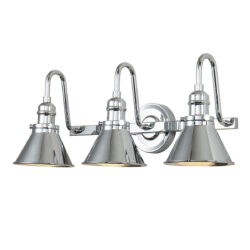 Modern Dimmable Provence 3 Light Retro Bath Vanity Light bathroom wall light fixture Polished Chrome-Lighting LumensBath/Flush Mounts