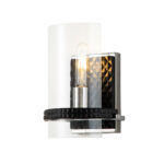 Modern Dimmable Mazant 1 Light Wall Sconce In Black And Chrome Wall Lighting Fixtures Mate Black+Polished Chrome Wall Lamp for Living Room Bedroom Bathroom Hallway-Lighting LumensAccent Lamp