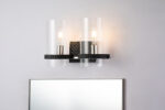 Modern Dimmable Mazant 2 Light Vanity Bath Bar In Chrome And Black bathroom wall light fixture Mate Black+Polished Chrome-Lighting LumensBath/Flush Mounts