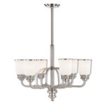 6 Light Brushed Nickel Chandelier with Hand Blown Satin Opal Glass Shade-Lighting LumensChandeliers