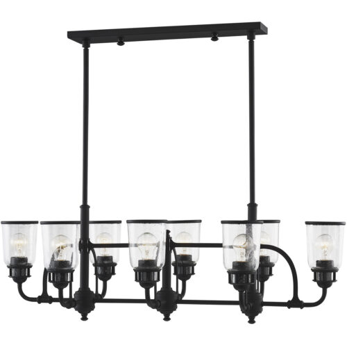 21 inch 8 Light Black Linear Chandelier with Hand Blown Clear Seeded Glass Shade-Lighting LumensChandeliers