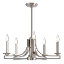 6 Light Brushed Nickel Chandelier with Steel base material-Lighting LumensChandeliers