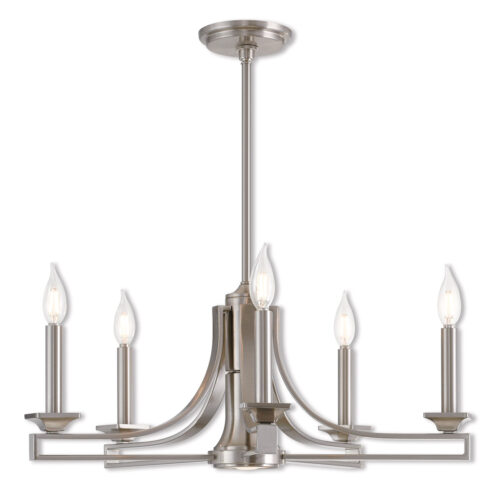 6 Light Brushed Nickel Chandelier with Steel base material-Lighting LumensChandeliers