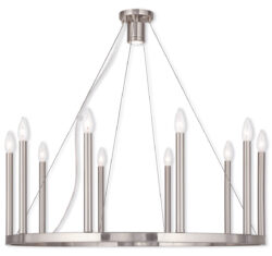 10 Light + 1 Light Brushed Nickel Chandelier with Steel base material-Lighting LumensChandeliers