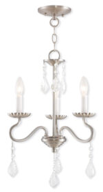 3 Light Brushed Nickel Mini Chandelier with Steel base material-Lighting LumensChandeliers