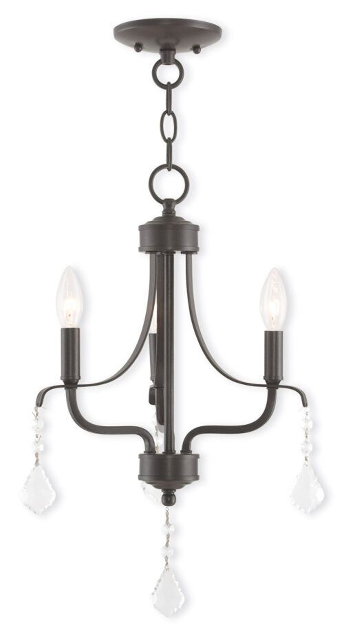 3 Light English Bronze Mini Chandelier with Steel base material-Lighting LumensChandeliers