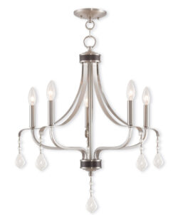 5 Light Brushed Nickel Chandelier with Steel base material-Lighting LumensChandeliers