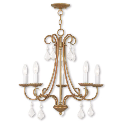 5 Light Antique Gold Leaf Chandelier with Steel base material-Lighting LumensChandeliers