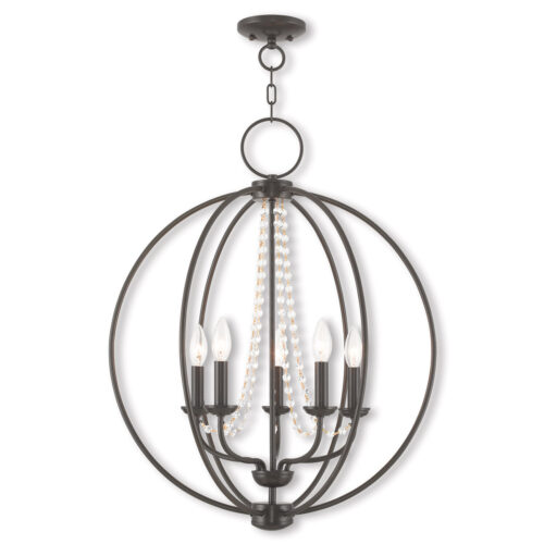 5 Light English Bronze Chandelier with Steel base material-Lighting LumensChandeliers