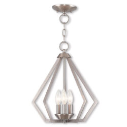 3 Light Brushed Nickel Mini Chandelier/Ceiling Light fixture with Steel base material-Lighting LumensChandeliers