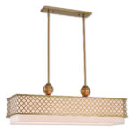 12.5 inch 9 Light SG Linear Chandelier with Hand Crafted Off-White Fabric Shade-Lighting LumensChandeliers