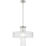 1 Light Brushed Nickel Pendant Chandelier with Clear Crystal Rods/ Hand Crafted Translucent Fabric Shade-Lighting LumensPendant Lights