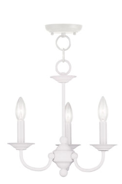 3 Light White Mini Chandelier with Steel base material-Lighting LumensChandeliers