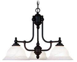 3 Light Black Chandelier with White Alabaster Glass Shade-Lighting LumensChandeliers