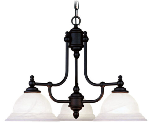 3 Light Black Chandelier with White Alabaster Glass Shade-Lighting LumensChandeliers