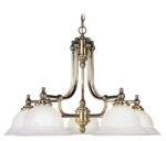 5 Light Antique Brass Chandelier with White Alabaster Glass Shade-Lighting LumensChandeliers