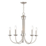 5 Light Polished Nickel Chandelier with Steel base material-Lighting LumensChandeliers