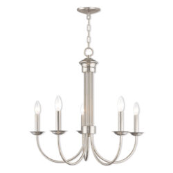 5 Light Polished Nickel Chandelier with Steel base material-Lighting LumensChandeliers