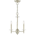 3 Light Polished Nickel Mini Chandelier with Clear Crystal Bobeches Shade-Lighting LumensChandeliers