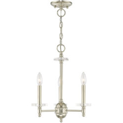 3 Light Polished Nickel Mini Chandelier with Clear Crystal Bobeches Shade-Lighting LumensChandeliers