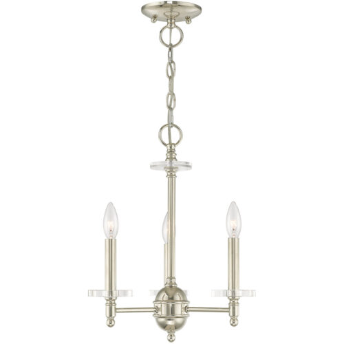 3 Light Polished Nickel Mini Chandelier with Clear Crystal Bobeches Shade-Lighting LumensChandeliers