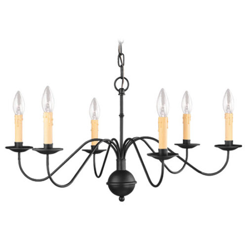 6 Light Black Chandelier with Steel base material-Lighting LumensChandeliers