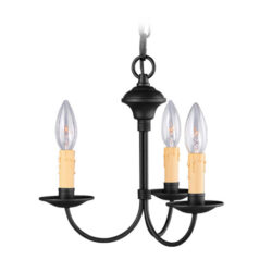 3 Light Black Mini Chandelier with Steel base material-Lighting LumensChandeliers